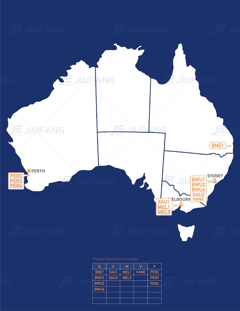 australia FBA Warehouse Map 2025